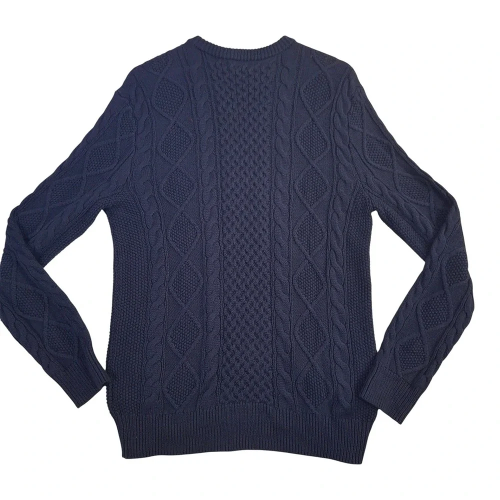 Polo Ralph Lauren Cable Knit Sweater Men's Small Navy Blue Cotton Crewneck S